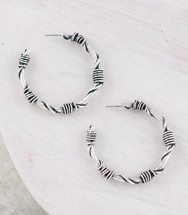 EARRINGS :: HOOP EARRINGS :: Wholesale Western Barbwire Hoop Earrings