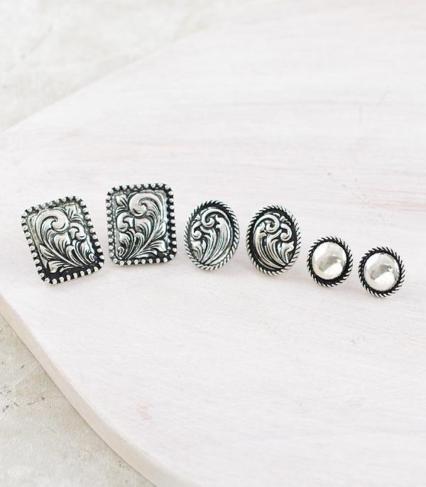 New Arrival :: Wholesale Western 3PC Set Tooling Earrings