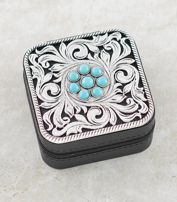 <font color=BLUE>WATCH BAND/ GIFT ITEMS</font> :: GIFT ITEMS :: Wholesale Turquoise Concho Mini Jewelry Case