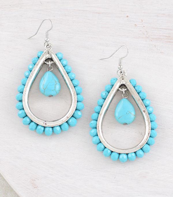 New Arrival :: Wholesale Western Turquoise Teardrop Earrings