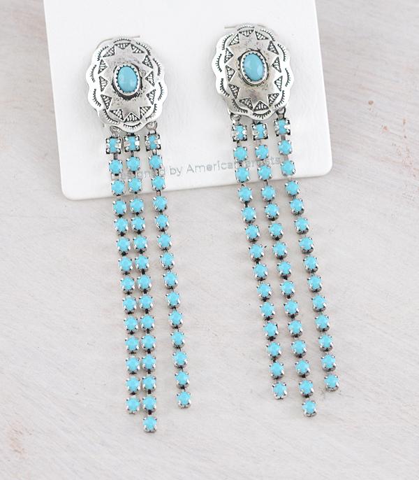 EARRINGS :: WESTERN POST EARRINGS :: Wholesale Western Concho Post Tassel Earrings