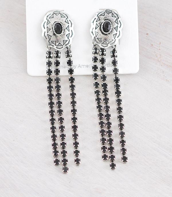 New Arrival :: Wholesale Western Concho Post Tassel Earrings