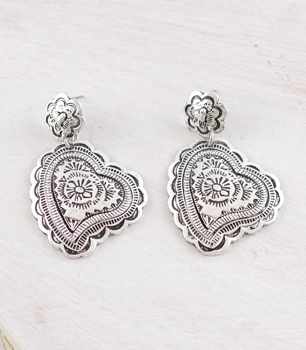 EARRINGS :: WESTERN POST EARRINGS :: Wholesale Western Heart Concho Earrings