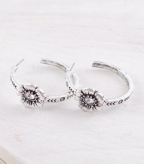 New Arrival :: Wholesale Western Flower Hoop Earrings