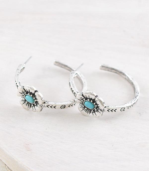 New Arrival :: Wholesale Western Flower Hoop Earrings