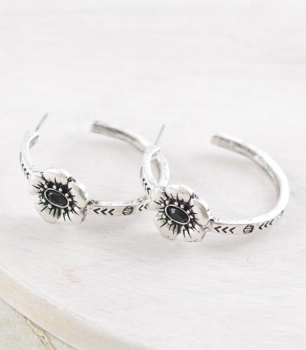 New Arrival :: Wholesale Western Flower Hoop Earrings