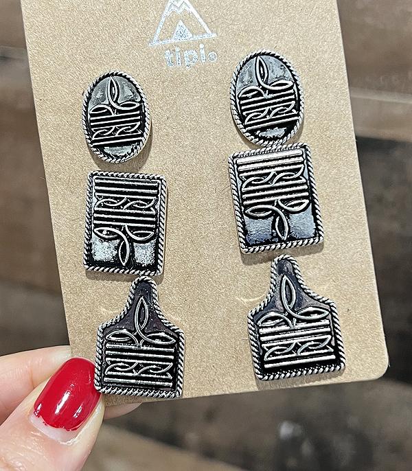 New Arrival :: Wholesale Western Boot Stitch Earrings Set