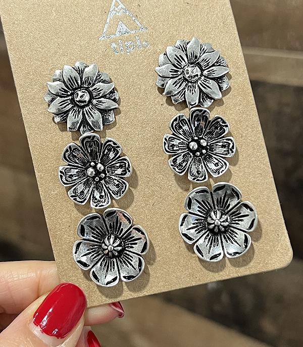 New Arrival :: Wholesale Western Flower 3PC Set Earrings