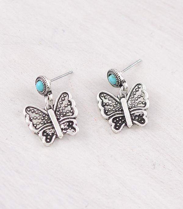 EARRINGS :: WESTERN POST EARRINGS :: Wholesale Western Butterfly Dangle Earrings