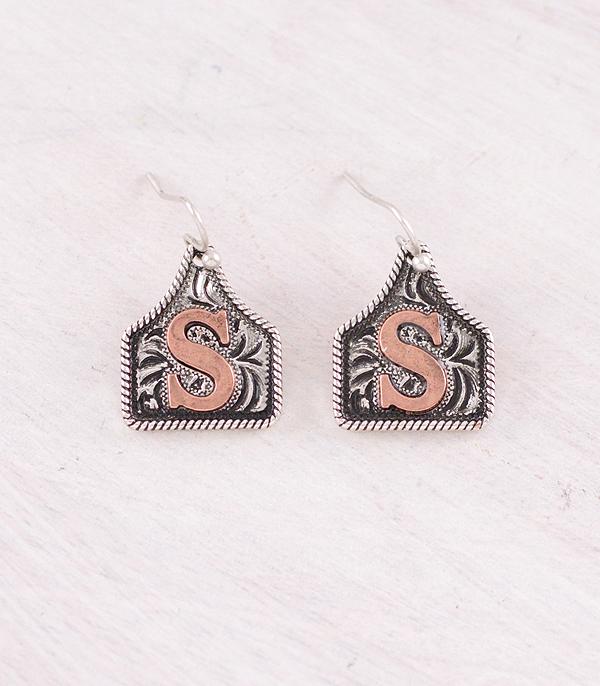 WHAT'S NEW :: Wholesale Western Cattle Tag Initial Earrings