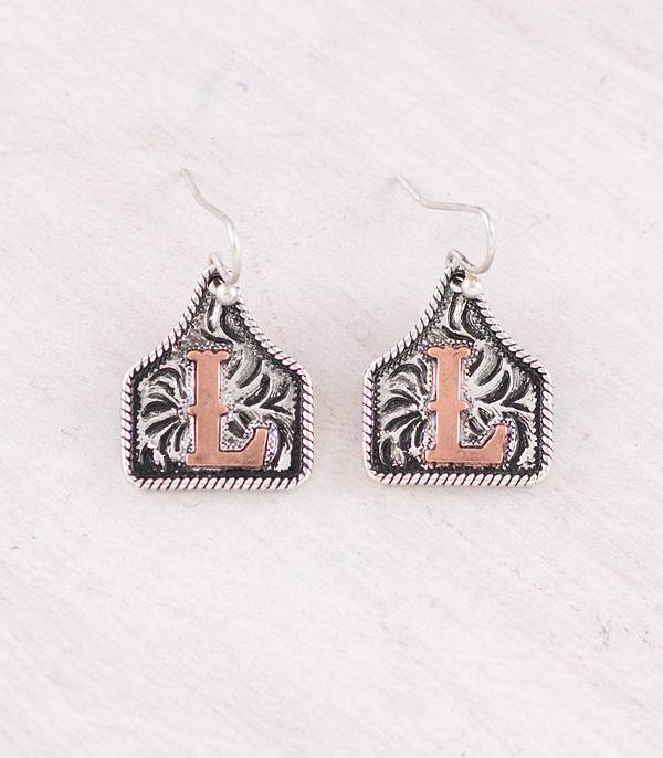 WHAT'S NEW :: Wholesale Western Cattle Tag Initial Earrings