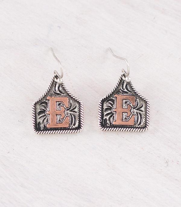 New Arrival :: Wholesale Western Cattle Tag Initial Earrings