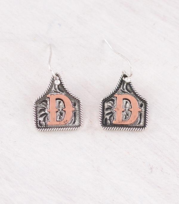 New Arrival :: Wholesale Western Cattle Tag Initial Earrings