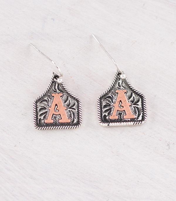 WHAT'S NEW :: Wholesale Western Cattle Tag Initial Earrings