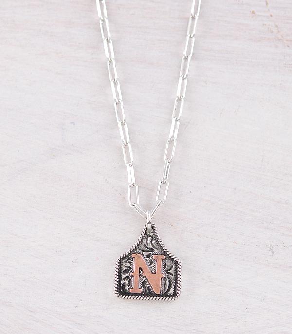 New Arrival :: Wholesale Western Cattle Tag Initial Necklace