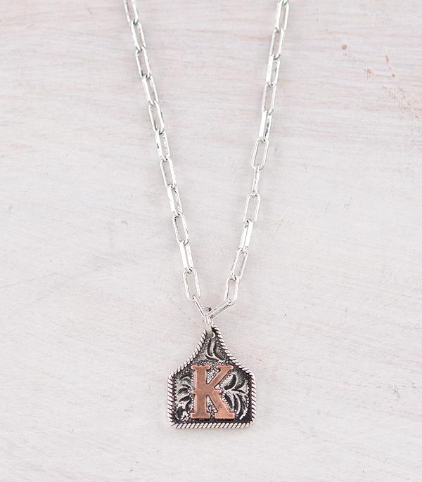 New Arrival :: Wholesale Western Cattle Tag Initial Necklace