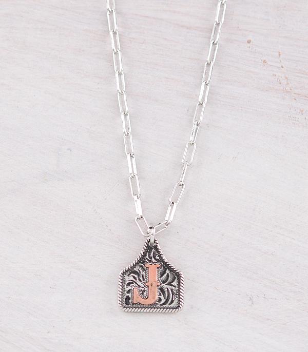 INITIAL JEWELRY :: NECKLACES | RINGS :: Wholesale Western Cattle Tag Initial Necklace