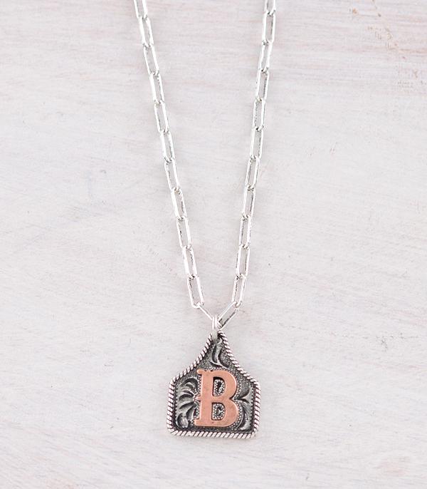 New Arrival :: Wholesale Western Cattle Tag Initial Necklace