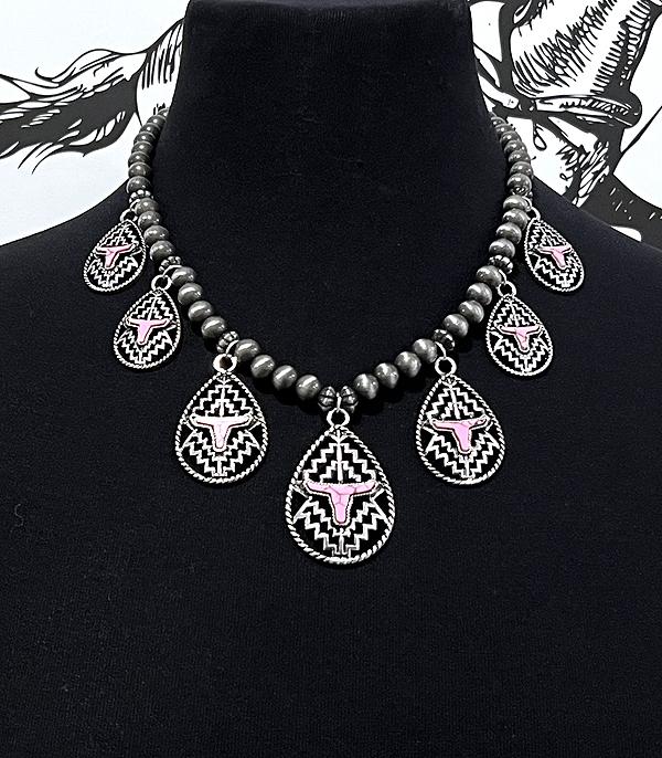 NECKLACES :: WESTERN TREND :: Wholesale Western Aztec Cow Skull Necklace