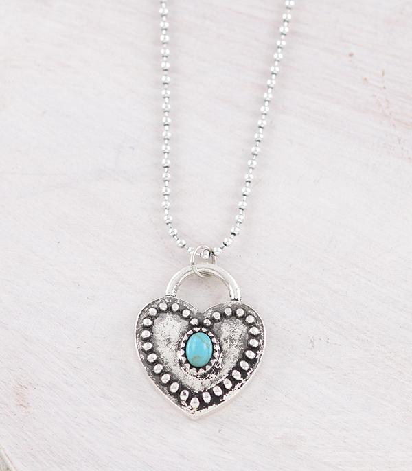 NECKLACES :: WESTERN TREND :: Wholesale Western Turquoise Heart Pendant Necklace