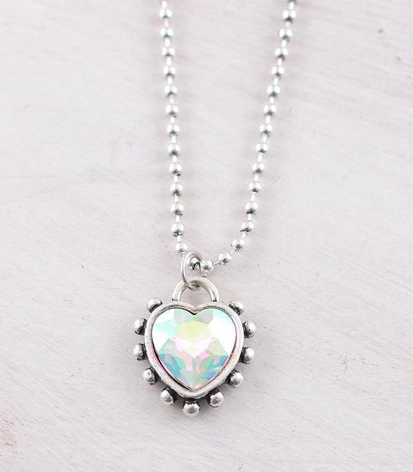 NECKLACES :: CHAIN WITH PENDANT :: Wholesale AB Glass Stone Heart Necklace