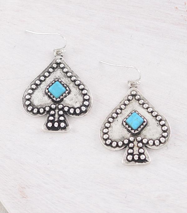 EARRINGS :: WESTERN HOOK EARRINGS :: Wholesale Western Turquoise Spade Earrings