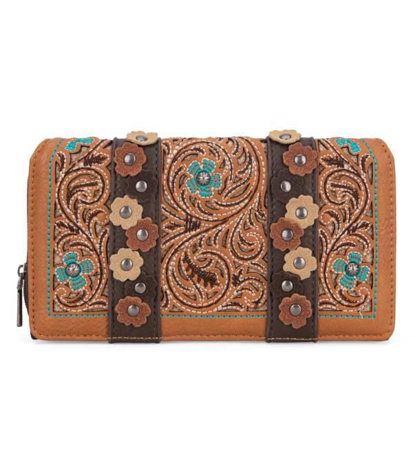 MONTANAWEST BAGS :: MENS WALLETS I SMALL ACCESSORIES :: Wholesale Montana West Floral Embroidered Wallet