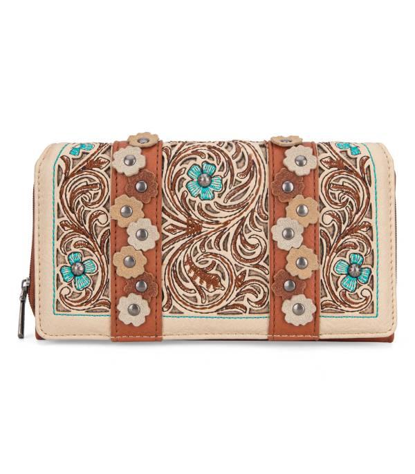 MONTANAWEST BAGS :: MENS WALLETS I SMALL ACCESSORIES :: Wholesale Montana West Floral Embroidered Wallet