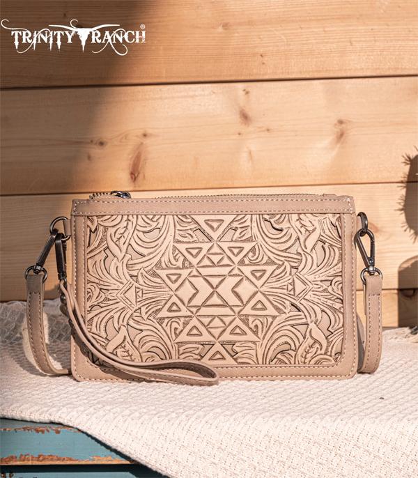 New Arrival :: Wholesale Floral Aztec Tooled Clutch Crossbody Bag