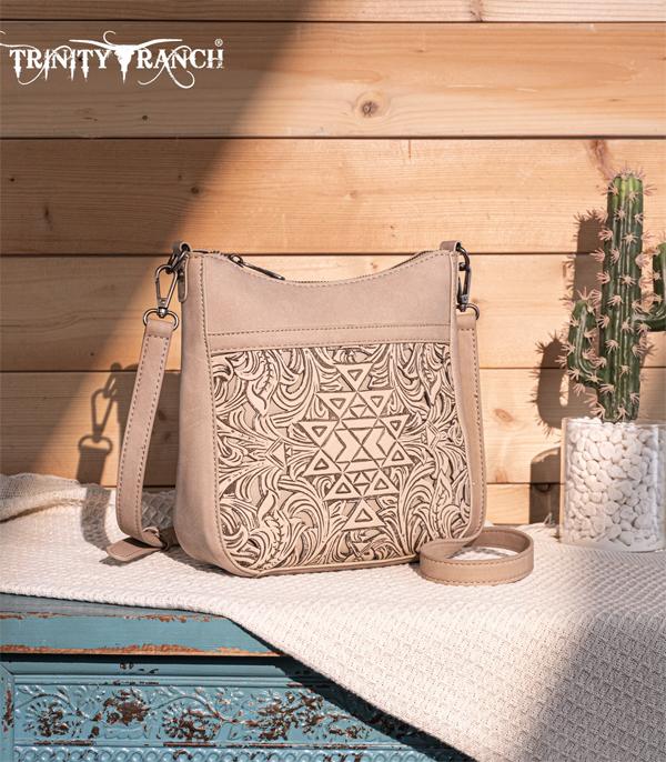 New Arrival :: Wholesale Trinity Ranch Aztec Tooled Crossbody Bag