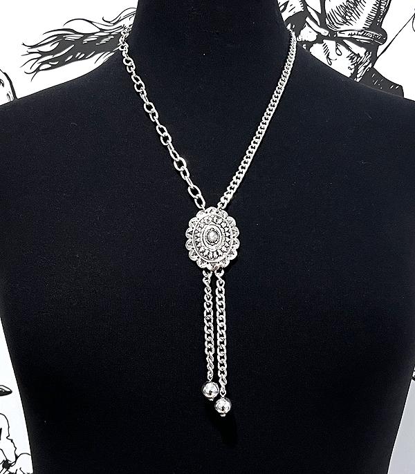 NECKLACES :: WESTERN TREND :: Wholesale Western Concho Chain Necklace