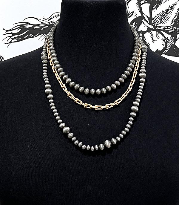 New Arrival :: Wholesale 3PC Set Navajo Pearl Layered Necklace