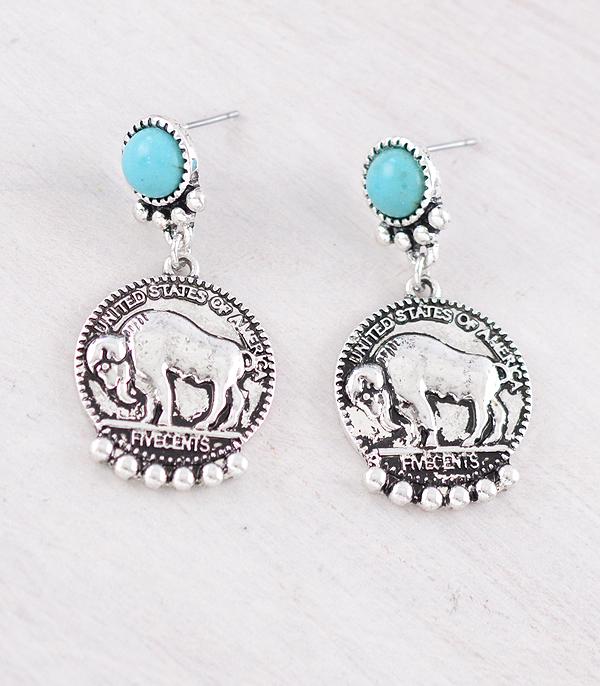 EARRINGS :: WESTERN POST EARRINGS :: Wholesale Western Buffalo Coin Earrings