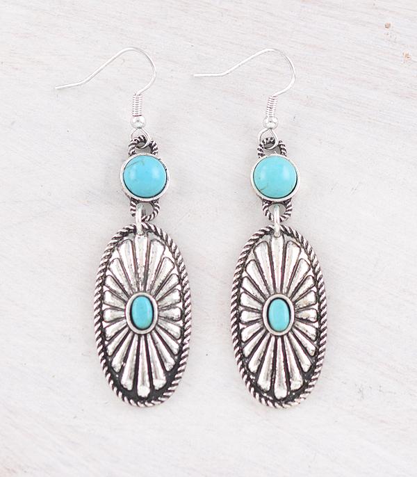 New Arrival :: Wholesale Western Turquoise Concho Earrings