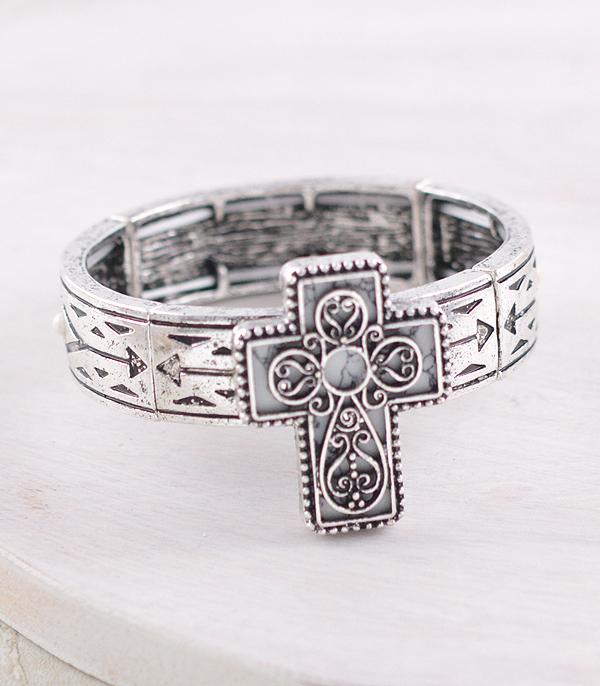 New Arrival :: Wholesale Western Howlite Cross Bracelet