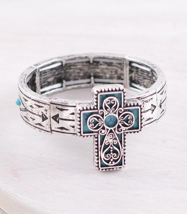 New Arrival :: Wholesale Western Turquoise Cross Bracelet