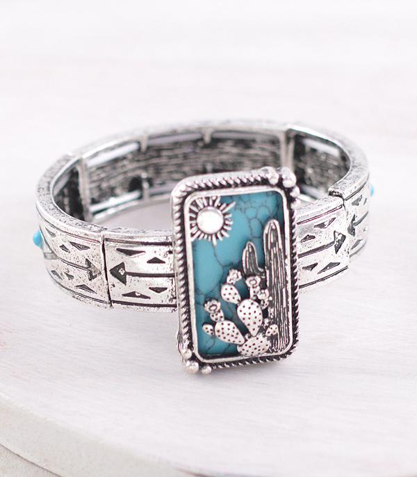 New Arrival :: Wholesale Western Turquoise Cactus Bracelet