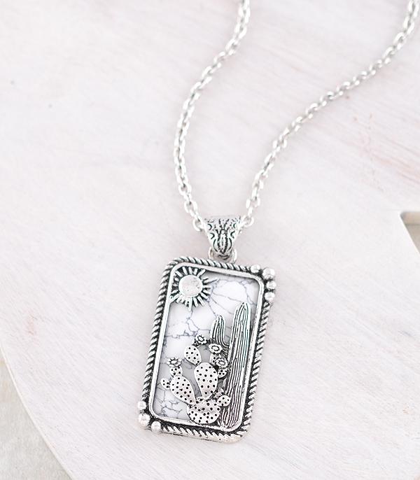 WHAT'S NEW :: Wholesale Western Cactus Stone Pendant Necklace