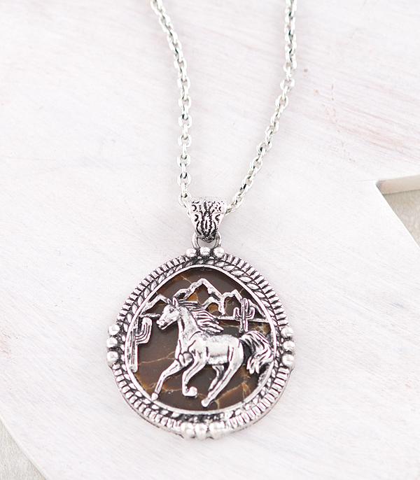 NECKLACES :: CHAIN WITH PENDANT :: Wholesale Western Horse Stone Pendant Necklace