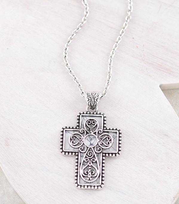 New Arrival :: Wholesale Western Cross Stone Pendant Necklace