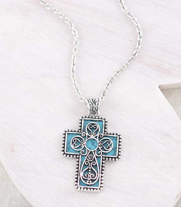 New Arrival :: Wholesale Western Cross Stone Pendant Necklace