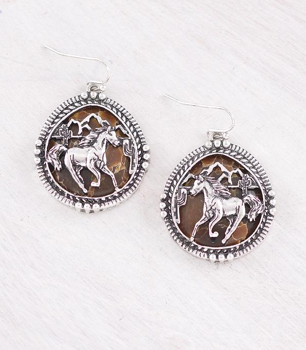 New Arrival :: Wholesale Western Horse Stone Earrings