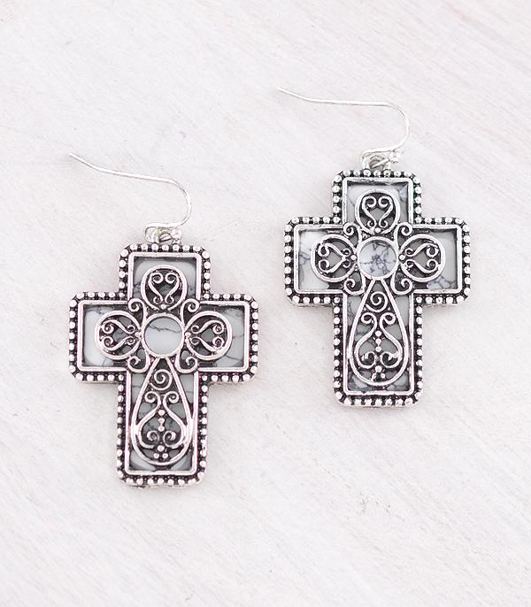 WHAT'S NEW :: Wholesale Western Filigree Cross Stone Earrings