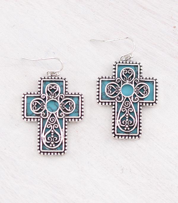 WHAT'S NEW :: Wholesale Western Filigree Cross Stone Earrings