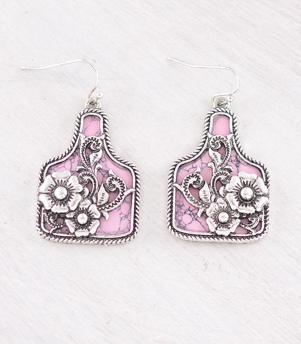 New Arrival :: Wholesale Western Cattle Tag Stone Earrings