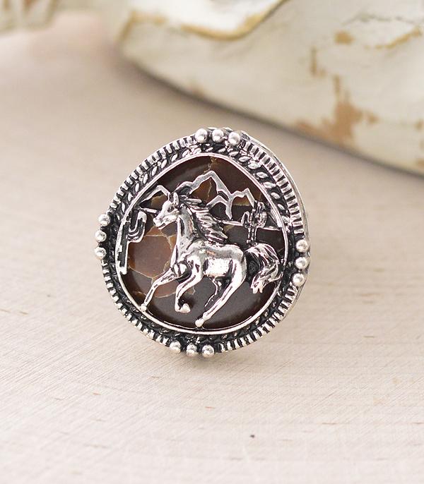 RINGS :: Wholesale Western Horse Stone Ring