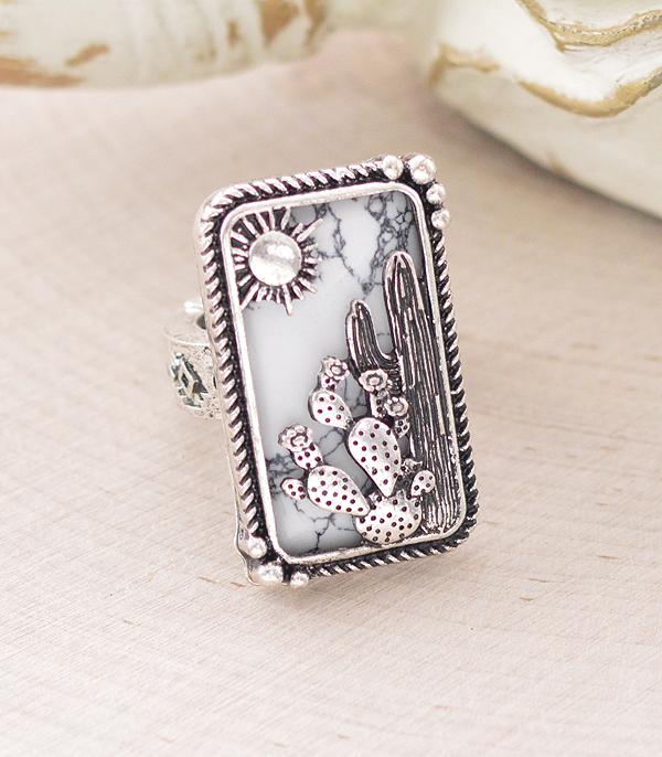 New Arrival :: Wholesale Western Cactus Stone Ring