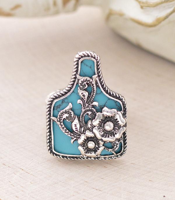 RINGS :: Wholesale Western Turquoise Cattle Tag Ring