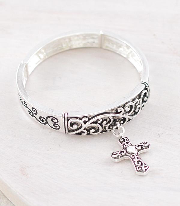 BRACELETS :: STRETCH :: Wholesale Cross Charm Bracelet