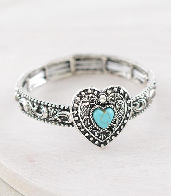 New Arrival :: Wholesale Western Turquoise Heart Bracelet